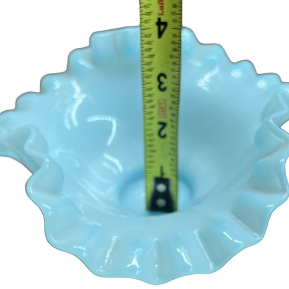 Fenton Blue Bowl with Ruffled and Crimped Edge - Vintage Art Glass Bowl - Picture 8 of 8